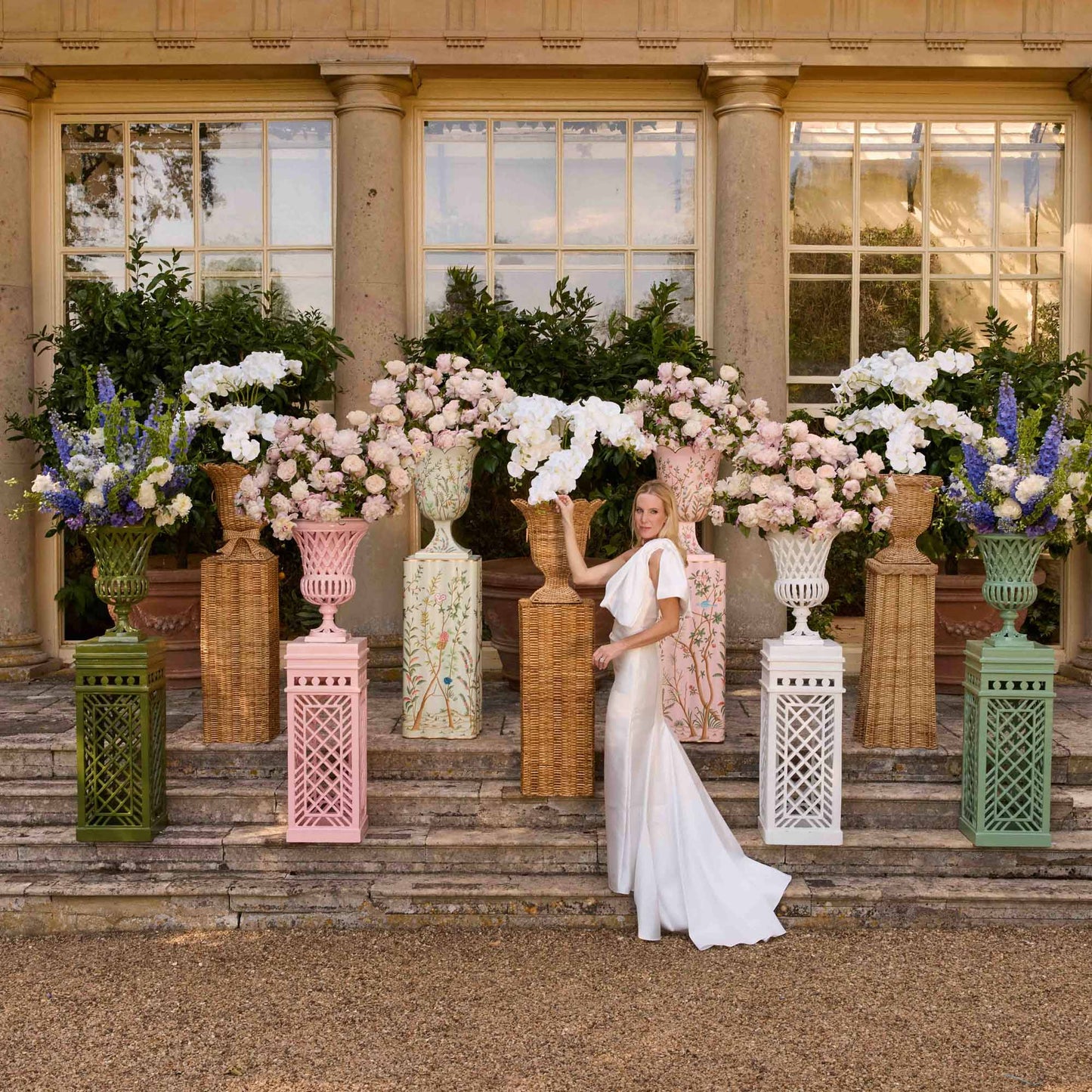 Liliana Bow Scalloped Rattan Urn