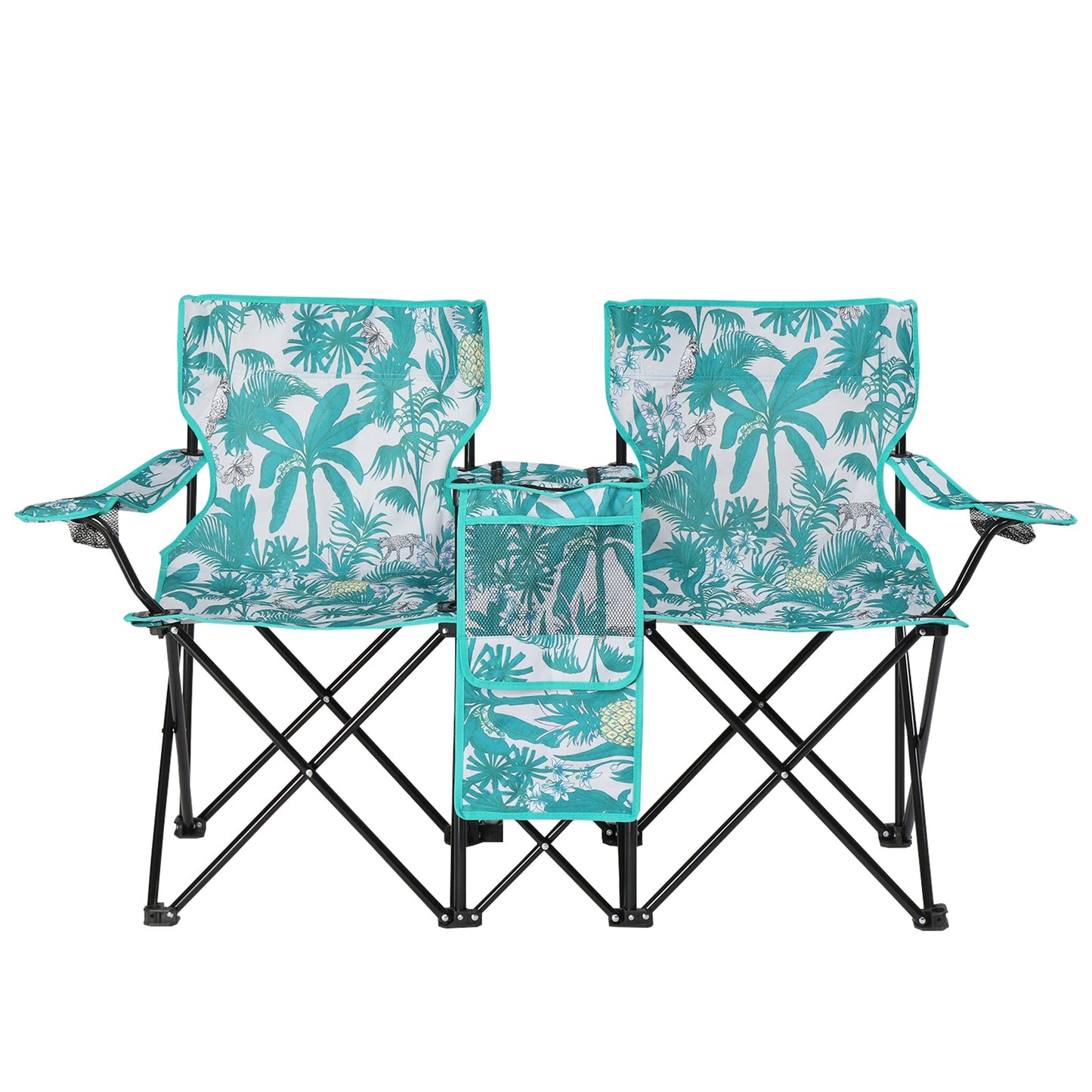 2-Seat Folding Outdoor Chair with Removable Umbrella | Fishing, Beach & Camping