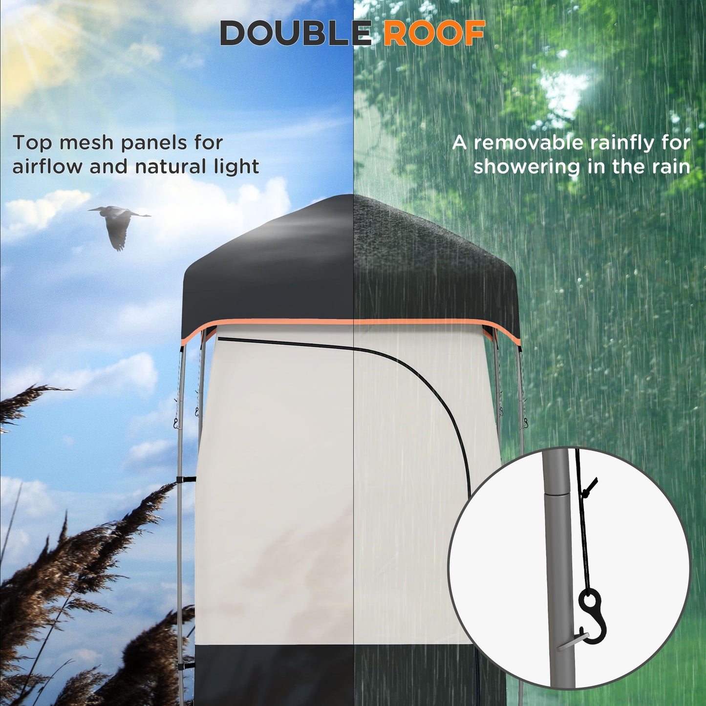 Camping Shower Tent with Solar Shower Bag & Removable Floor