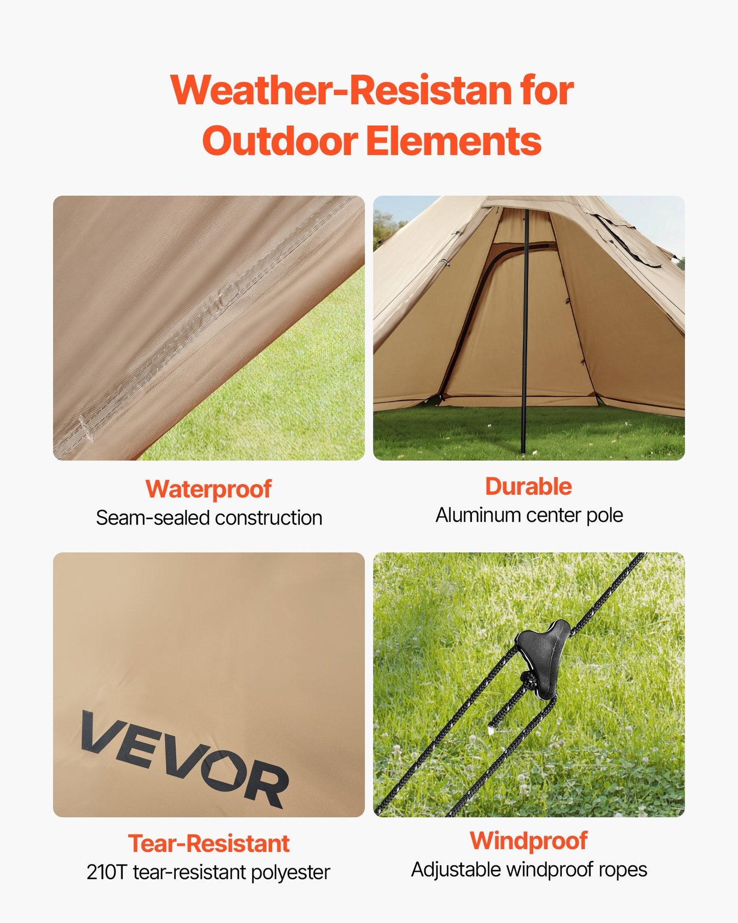 4-Person Hot Tent with Stove Jack | 4-Season Waterproof Tipi Camping Tent