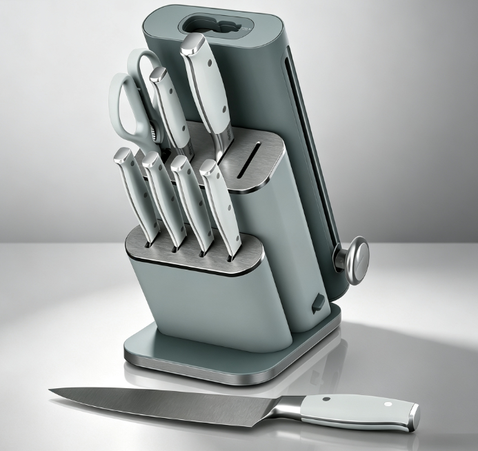 10‑Piece Knife Set with Removable Ceramic Sharpener
