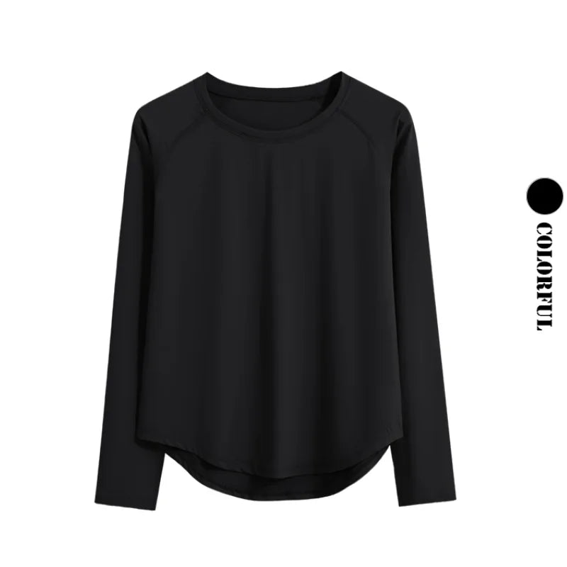 DRUR Long Sleeve Gym Top Women Breathable Quick Dry Workout T-shirt Loose Fit Running Tee Yoga Clothing Sportswear Activewear New