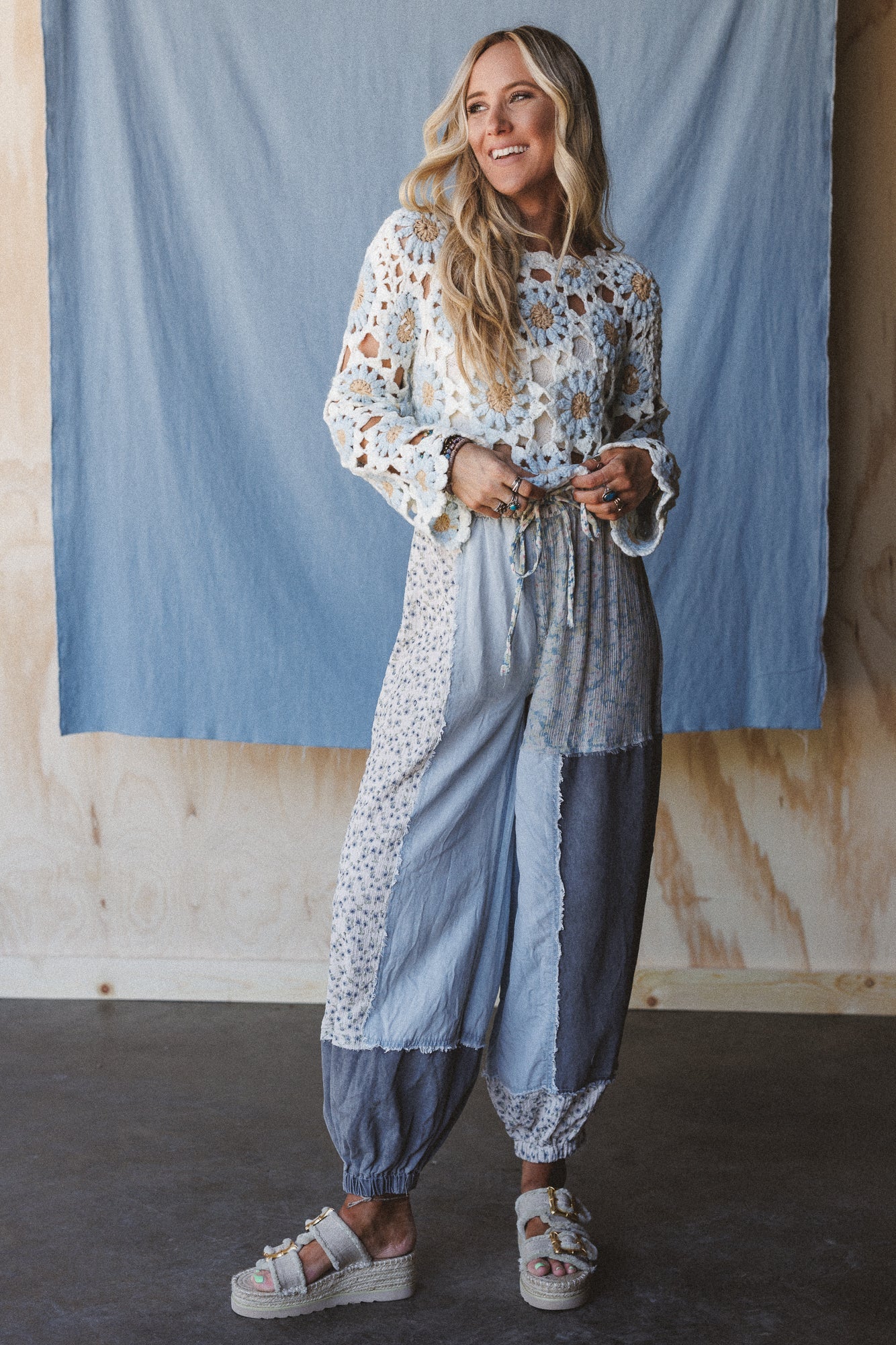Earthbound Patchwork Pants - Denim - Pre Order
