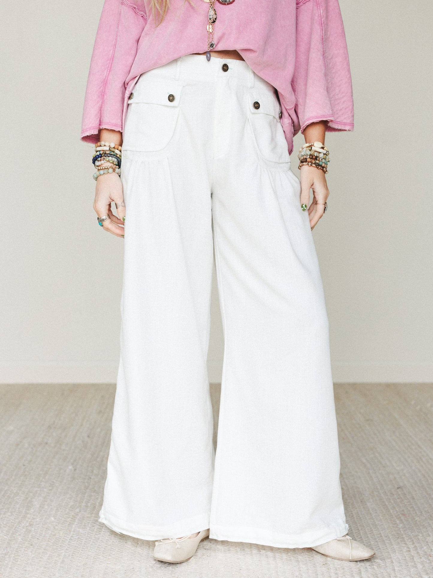 East Bay Loose Fit Cargo Jeans - White - Pre Order