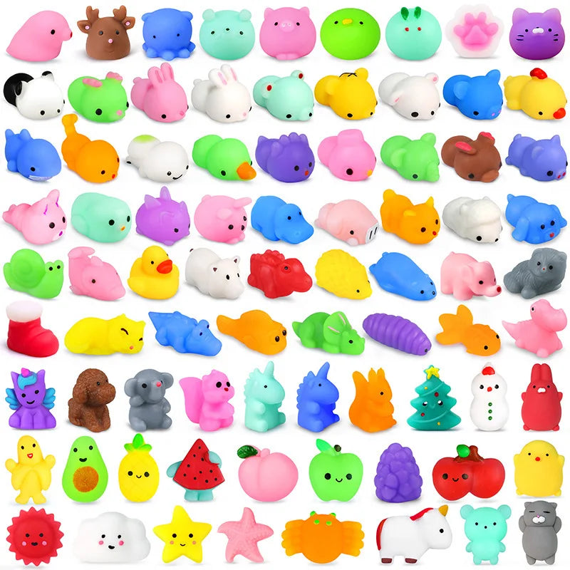50PCS Mini Mochi Squishies Kawaii Cartoon Squishy Toys for Kids Stress Ball Squeeze Party Favors Stress Relief Toys for Birthday