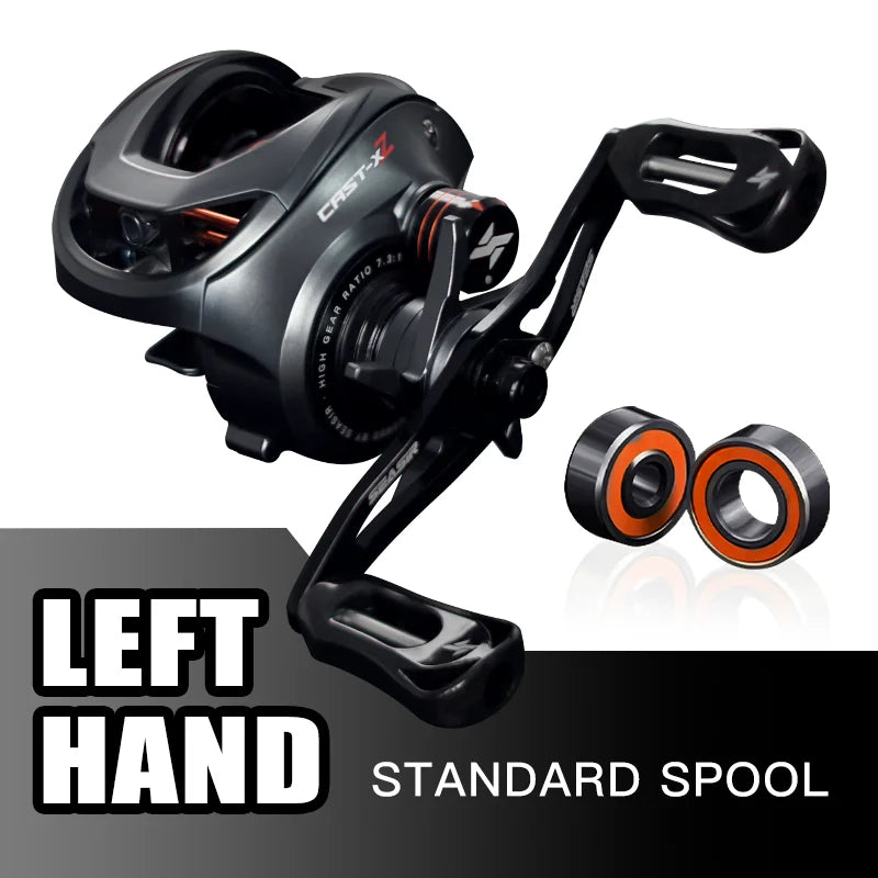 Baitcasting Reel – 7.3:1 Gear Ratio, 6+1 Hybrid Ceramic Bearings, Carbon Fiber Drag, N52 Brake