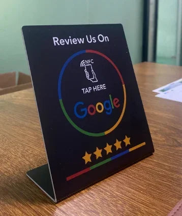 13.56Mhz programmable Google Review Card NFC station table NFC Google Reviews display bending card standing brand bracket
