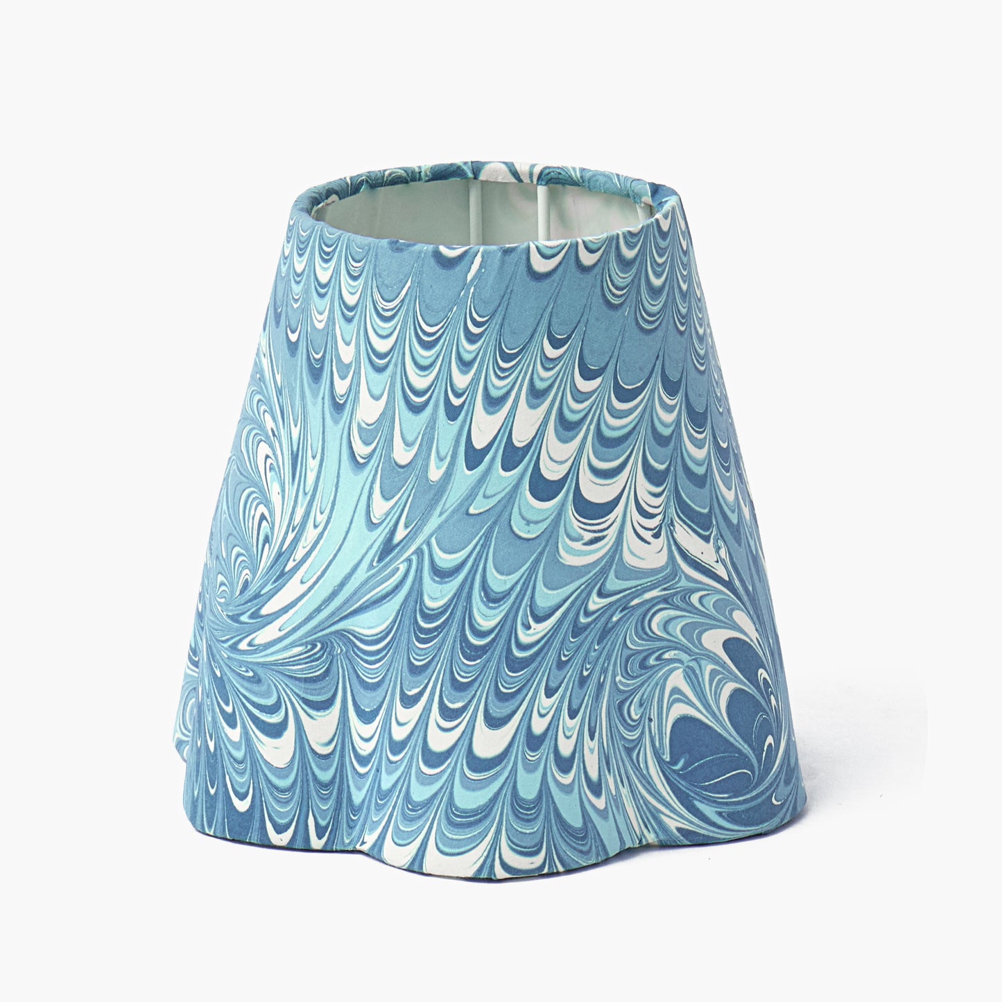 Lucille Metal Bamboo Rechargeable Lamp with Blue Marble Shade (18cm)