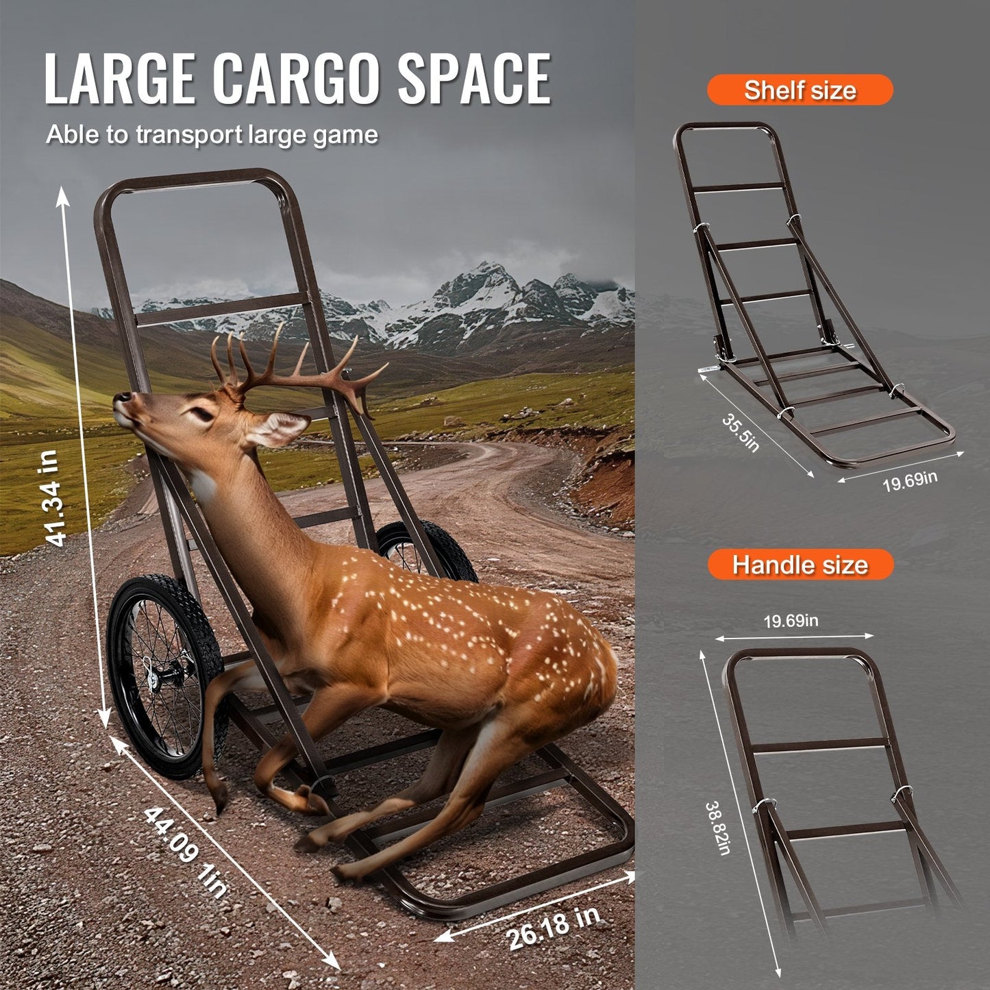 300 lb Folding Deer Cart with Solid Rubber Tires