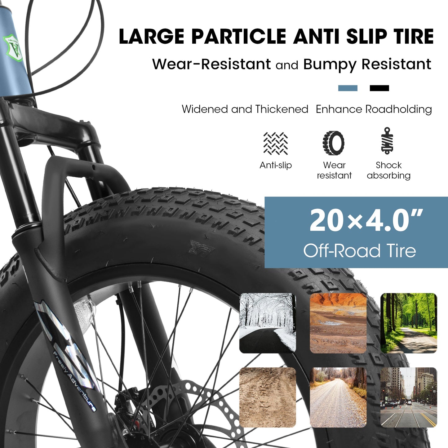 20" Fat Tire Mountain Bike | Full Shimano 7-Speed, Dual Disc Brakes & Front Suspension