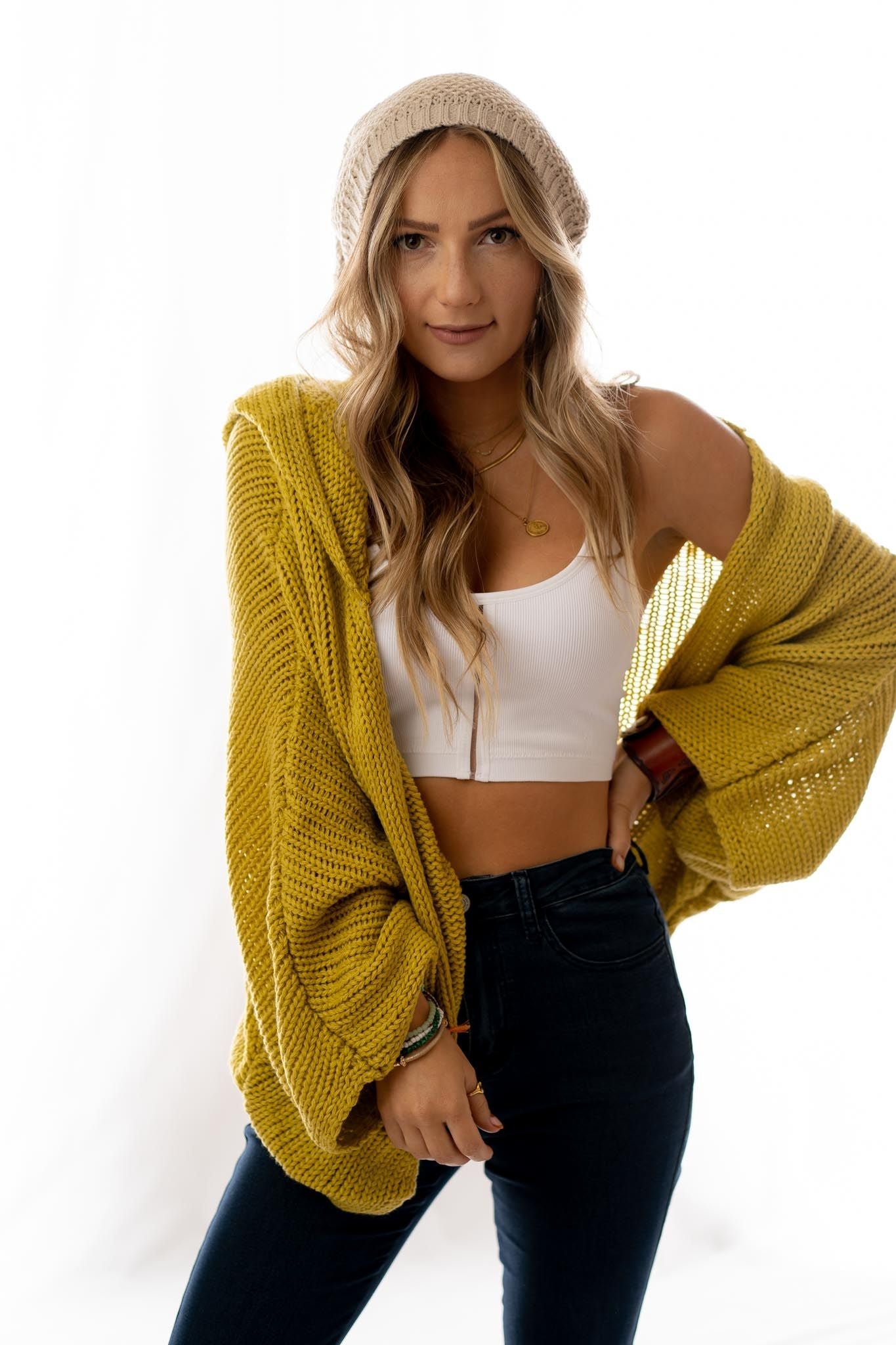 Cozy Hooded Cardigan - Mustard - Pre Order