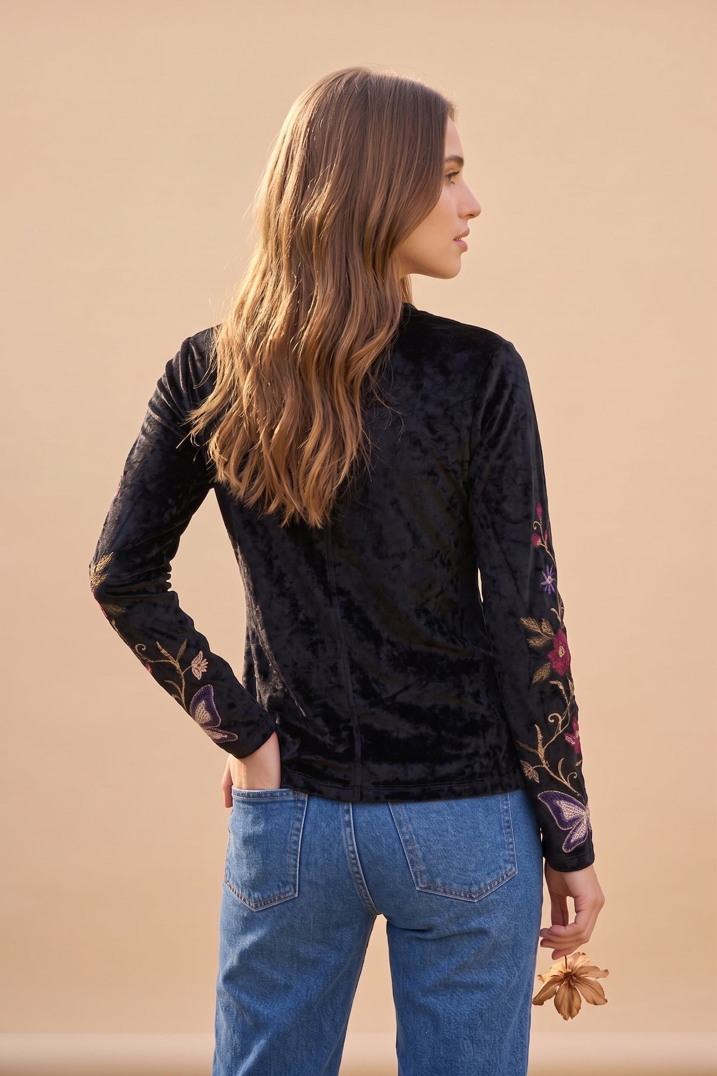 Johnny Was Carminia Bounce Velour Mock Neck Long Sleeve Top J17125-O
