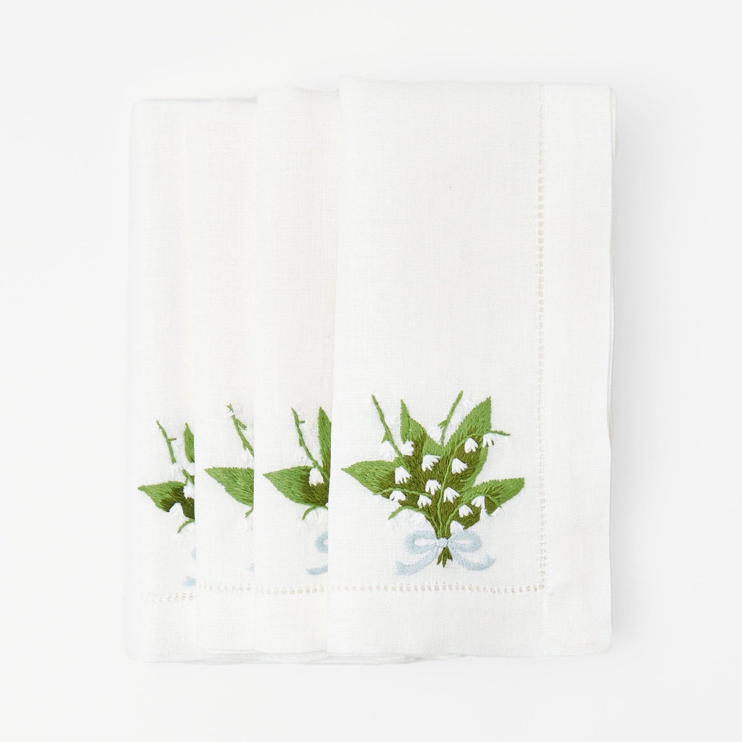 White Lily of the Valley Linen Napkins (Set of 4)