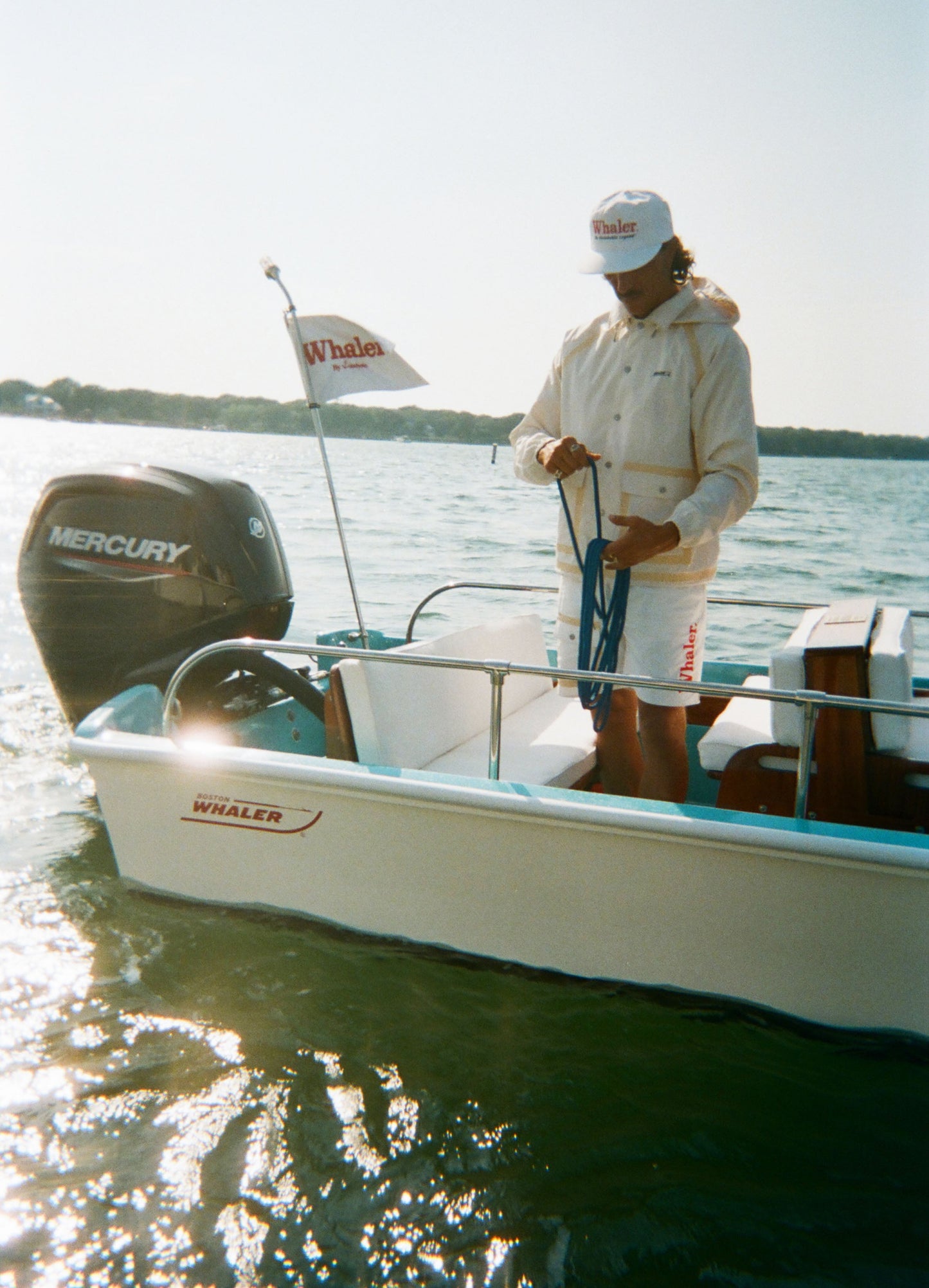 'Boston Whaler' Board Shorts (White)