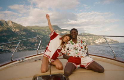 'Le Sirenuse' Late Checkout Cabana Shorts (Red)