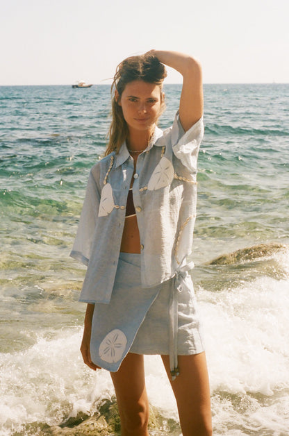 'Sand Dollar Stimulus' ~ Relaxed Crop Cut (Blue)