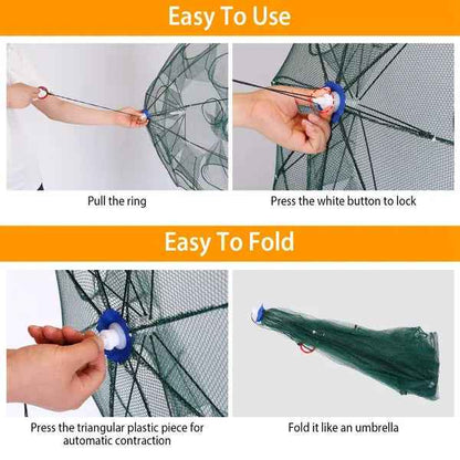 Foldable Fishing Bait Trap with 8 Entrances – 2-Pack, Crab, Shrimp & Minnow