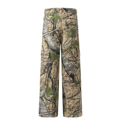 Men's Jungle Camouflage Cotton Cargo Pants – Straight-Leg Outdoor Trousers