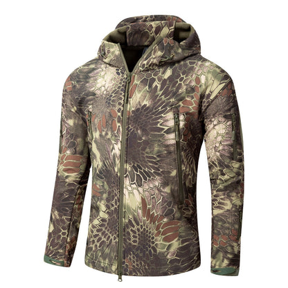 Men's Softshell Fleece Camouflage Jacket – Warm Winter Outdoor Jacket
