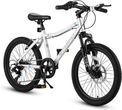 20" Kids Mountain Bike | Ages 6-12 | 7-Speed Shimano, Disc Brake & Front Suspension