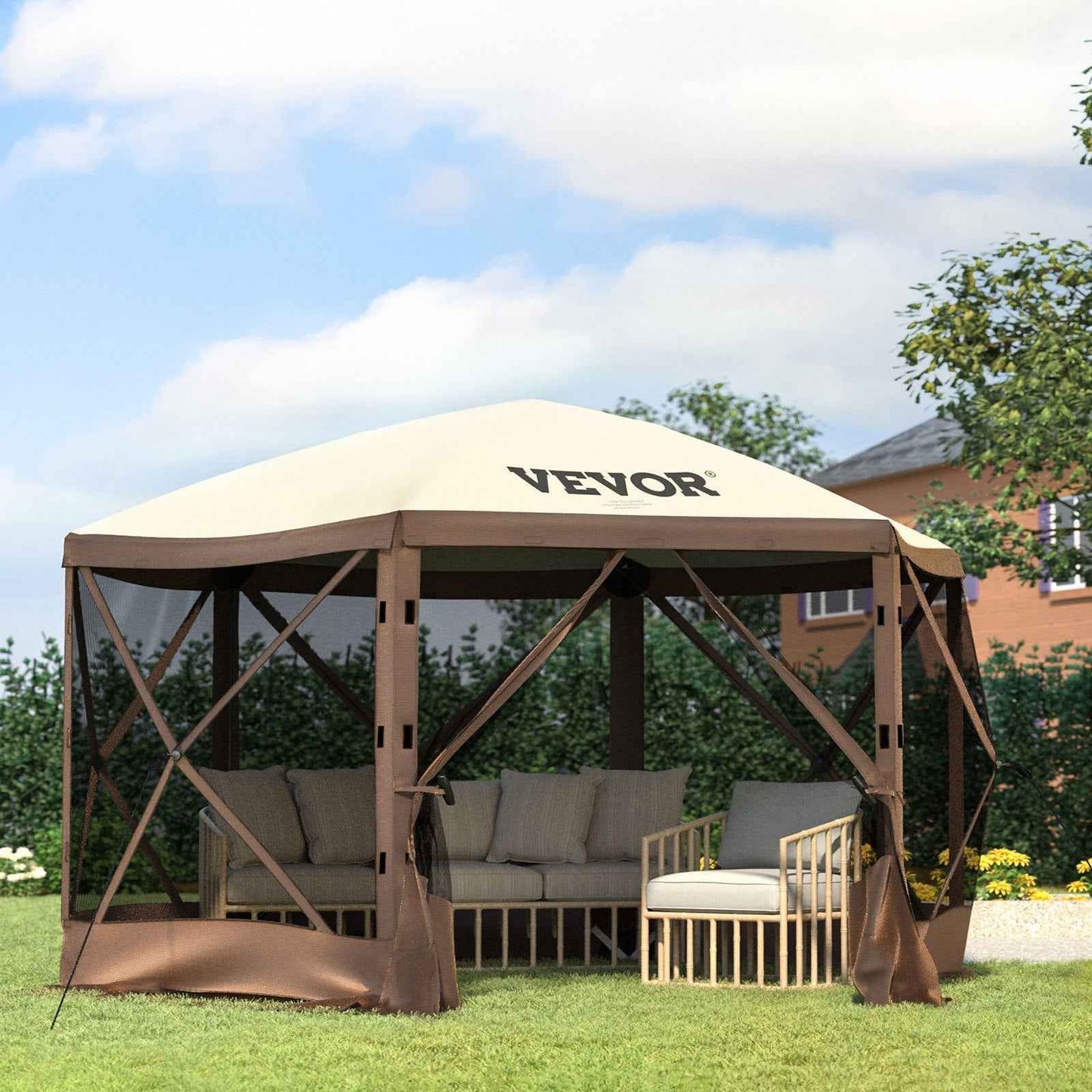 6-Sided Pop-Up Gazebo Screen Tent | Mesh Canopy Shelter for Camping & Backyard