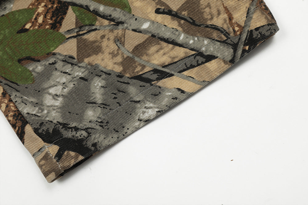 Men's Jungle Camouflage Cotton Cargo Pants – Straight-Leg Outdoor Trousers