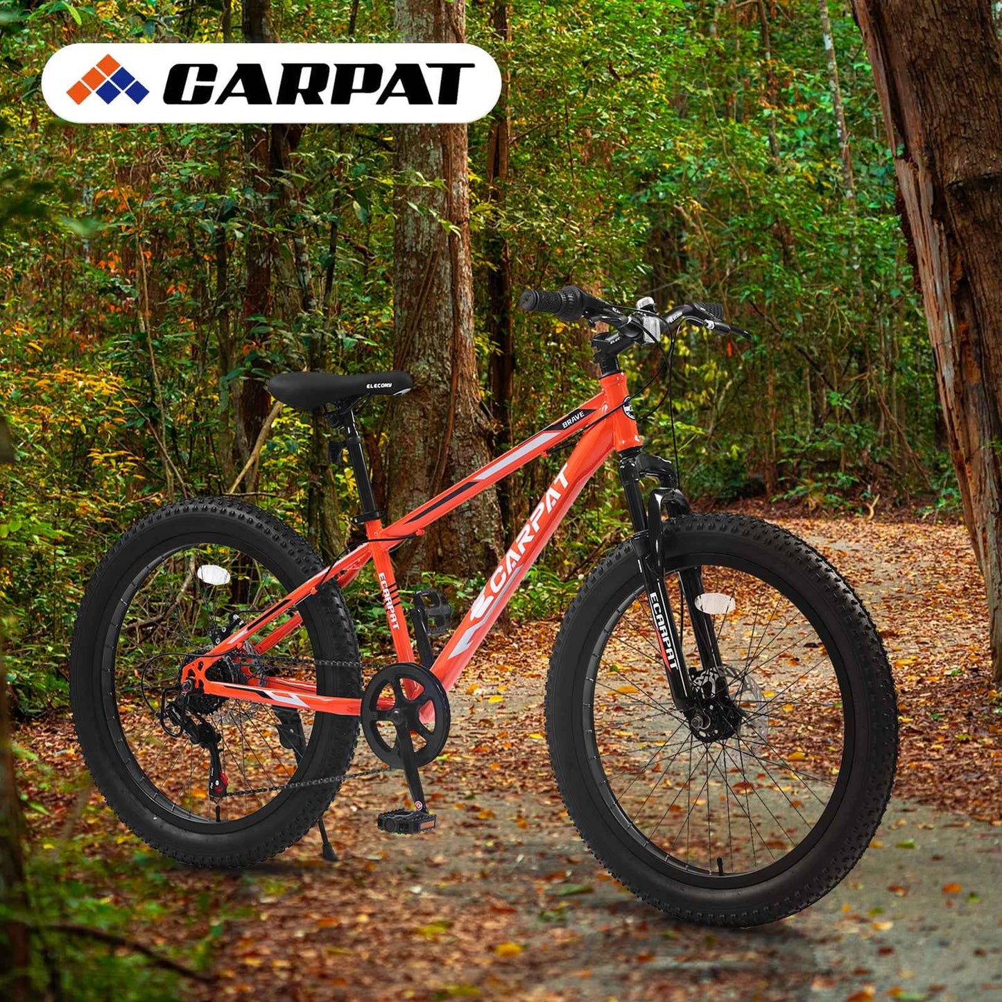 24" Fat Tire Mountain Bike | Full Shimano 7-Speed, Dual Disc Brakes & Front Suspension