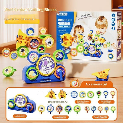 Children's Electric Building Blocks Variable Gear Rotating Assembly Puzzle Toy