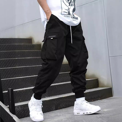 Men's Multi-Pocket Cargo Pants – Loose Fit, Drawstring, 7 Colors, S–3XL