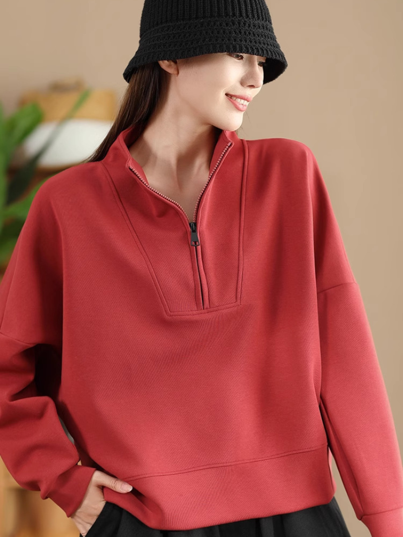 Cozy Women's Half Open Collar Loose Sweater | Eva Trends