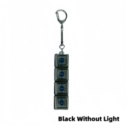 4Keys Mechanical Keyboard Electronic Luminous Transparent Crystal Height Pressure Reduction Finger Button Anti Stress Keycap Toy Schoolbag Pendant Keychain Decompression Clicker Gadget Gift