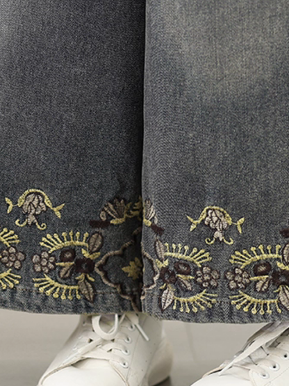 Women's Spring and Autumn Embroidered Printed Bottom