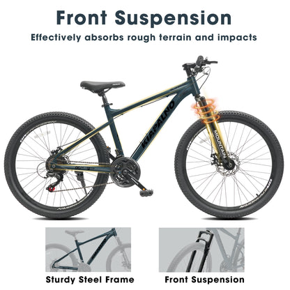 26" All-Terrain Mountain Bike | 21-Speed, Mechanical Disc Brakes & Front Suspension