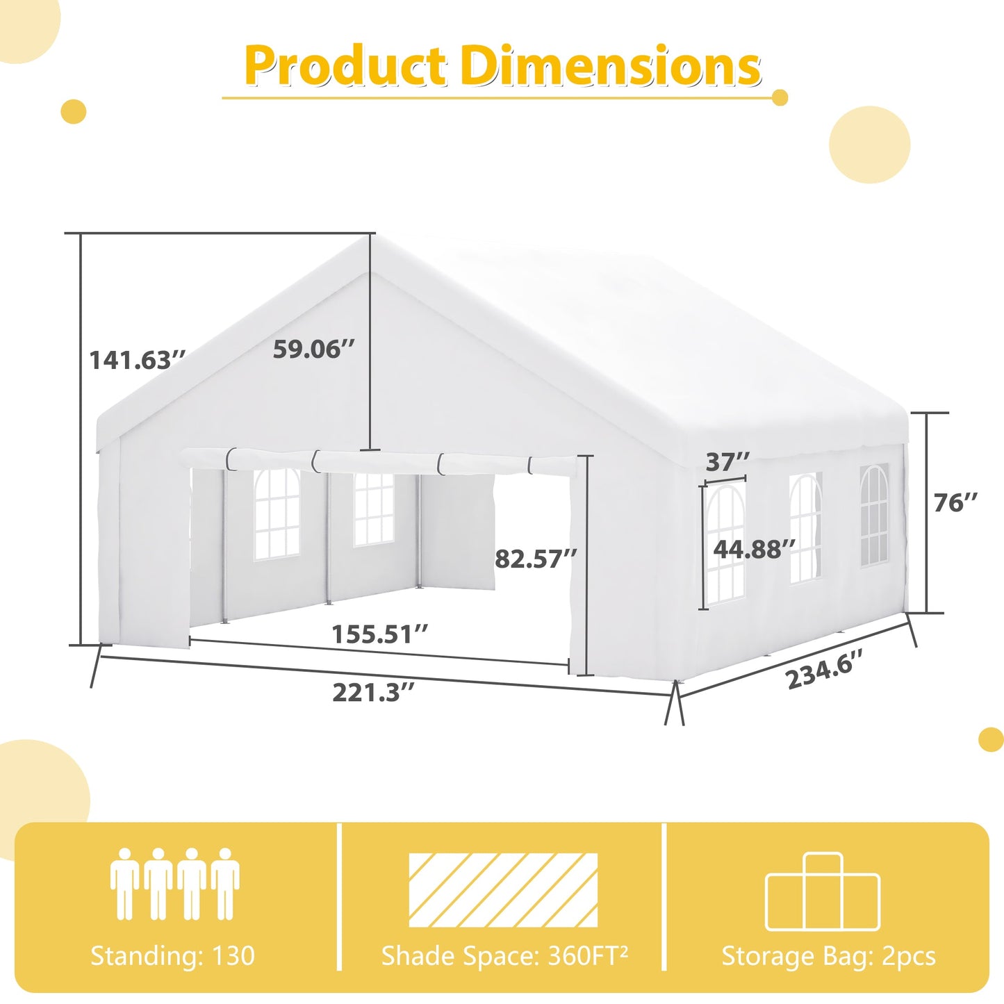 16x32 ft Heavy-Duty Party Tent | Outdoor Canopy Gazebo with Removable Sidewalls