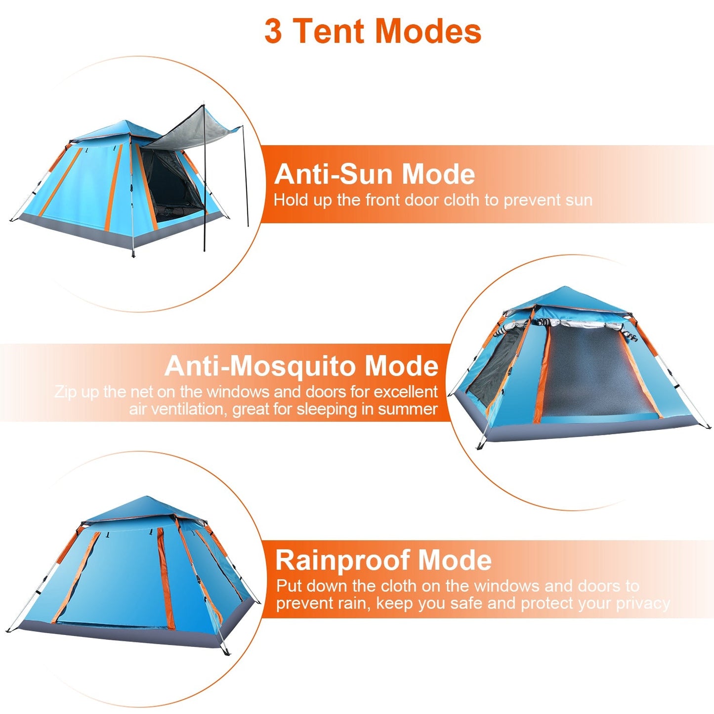 4-5 Person Waterproof Camping Tent with Mosquito Net