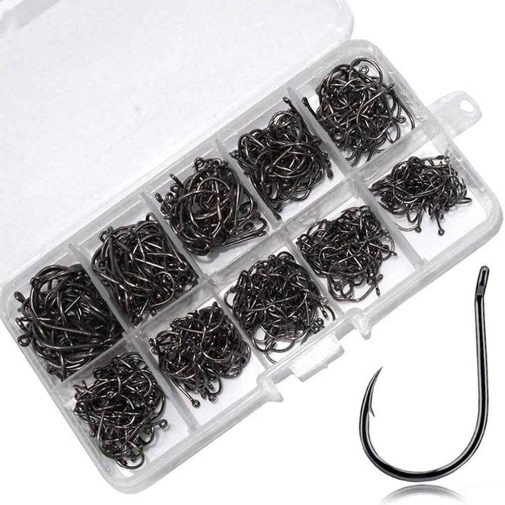 Bulk Fishhook Box – Perforated Black Fishing Hooks, 100 to 600 Pieces