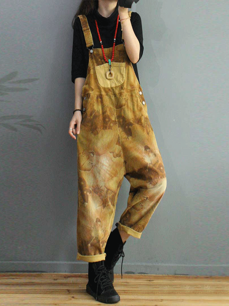 Earthwash Corduroy Dungarees with Side Button Details