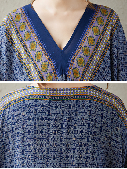 Boho Chic Printed Kaftan Dress for Effortless Summer Style