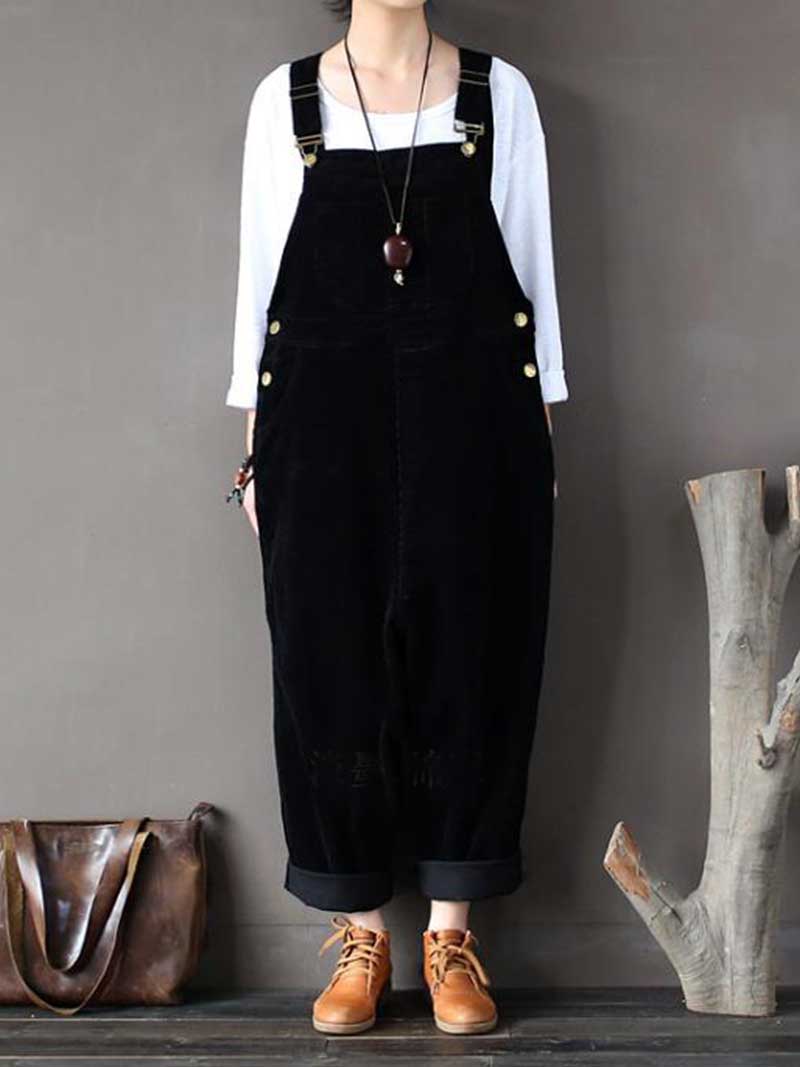 Relaxed Cotton Overalls with Adjustable Straps & Pockets