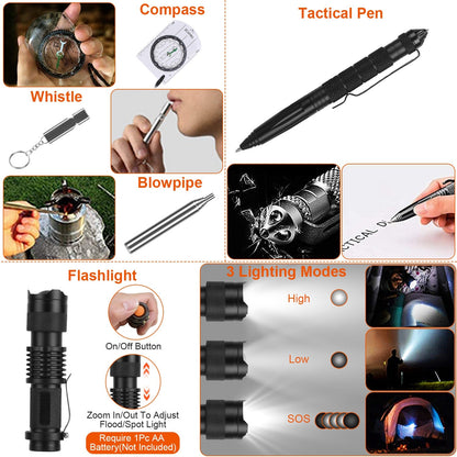 125-Piece Emergency Survival Kit with First Aid Supplies & Tactical Gear