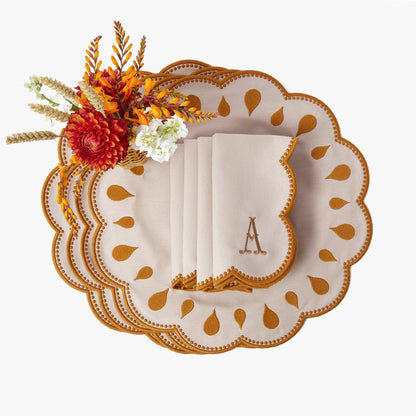 Taupe & Mustard Bettina Placemats & Napkins (Set of 4)