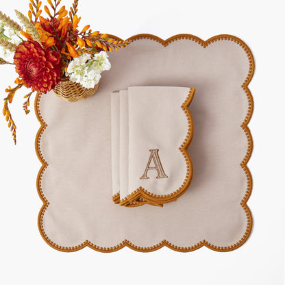 Taupe & Mustard Bettina Placemats & Napkins (Set of 4)