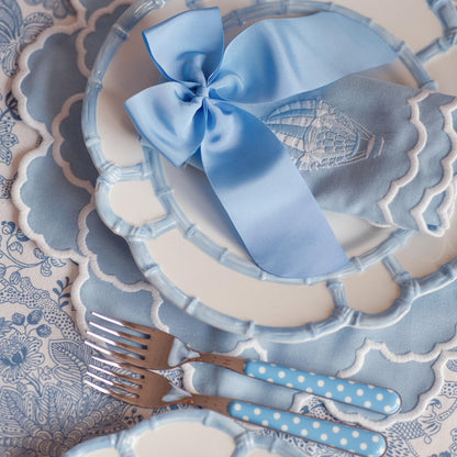 Blue Melamine Bamboo Dinner Plate (Set of 4)