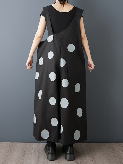 Modern Polka Dot Pinafore Dress with Wide A-line, Sculptural Silhouette