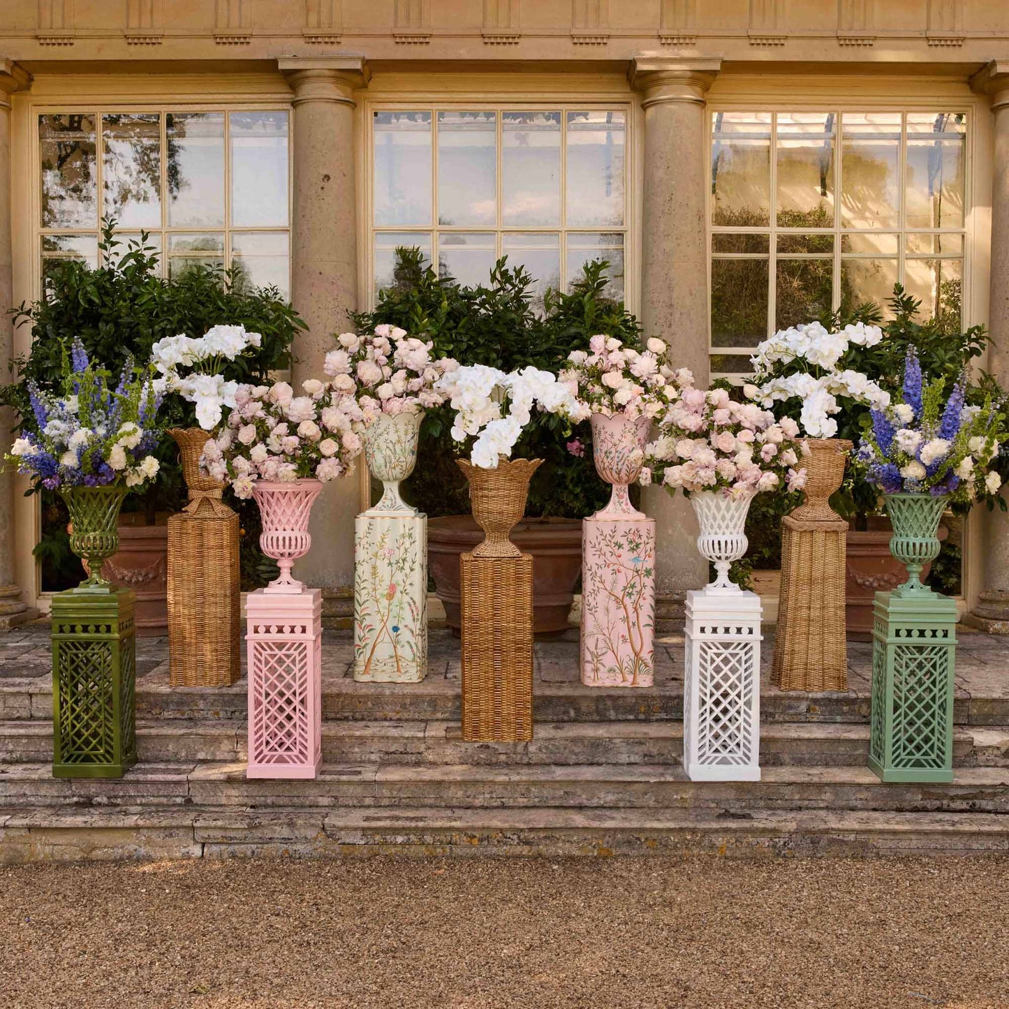 Liliana Bow Scalloped Rattan Urn