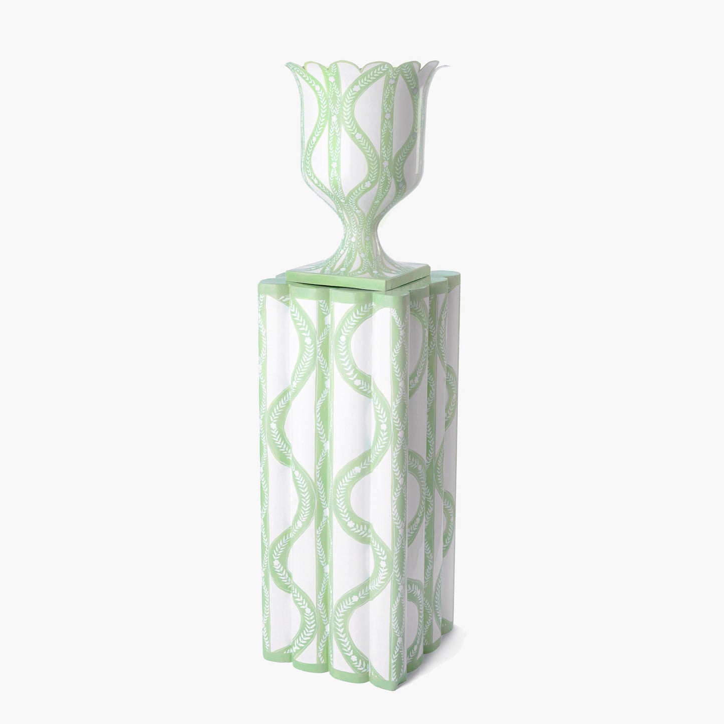 Green Floral Ikat Urn