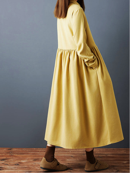 Elegant Button Down Collar Midi Dress for Women | Eva Trends