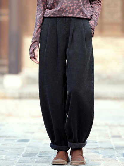 Women's Casual Velvet Pockets Style Bottom
