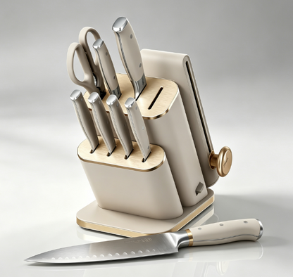 10‑Piece Knife Set with Removable Ceramic Sharpener