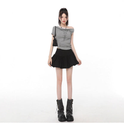 Ballet-style White Bud Skirt For Women Sweet And Chic High-waisted A-line Skirt For Summer French-style Fluffy Bubble Skirt